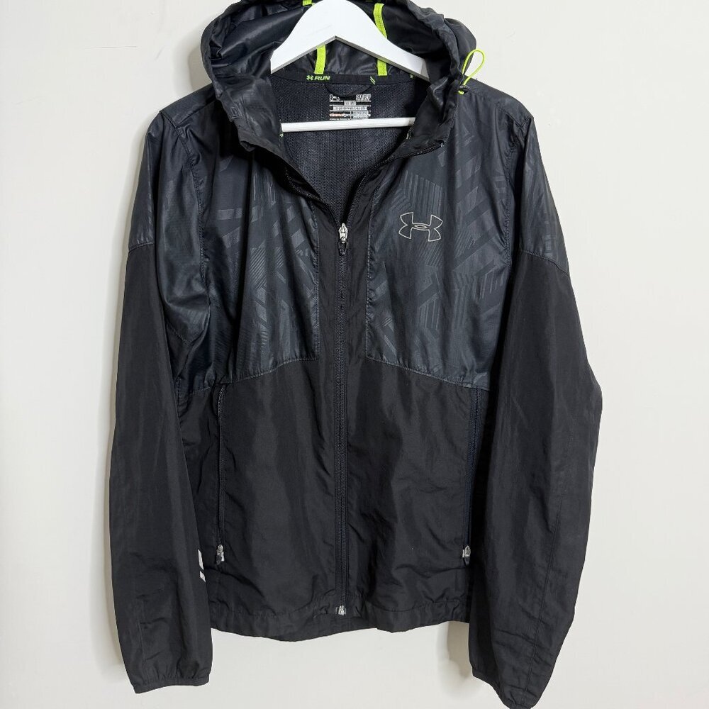 🖤 Under Armour Men's Black Windbreaker Jacket Track Running w/ Hood | Size SM